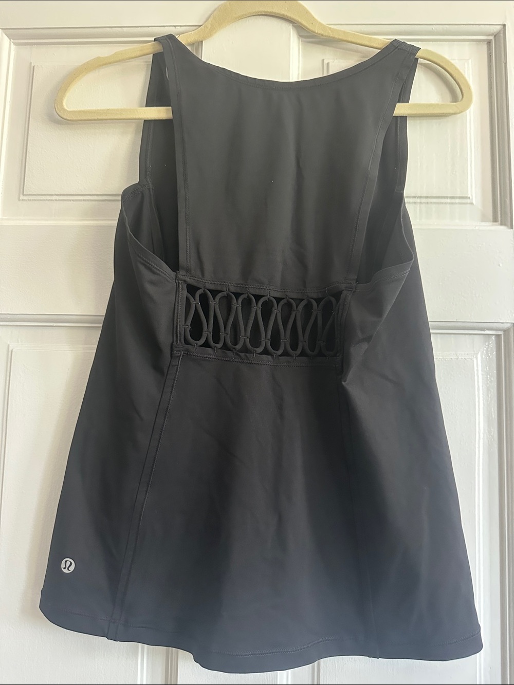 lululemon athletica Black Backless Athletic top with Macramé Detail